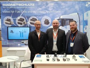 The Magnet Schultz technical team on the company's Hannover Fair booth 2024